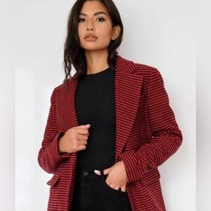 Missguided Red and Black Striped Blazer